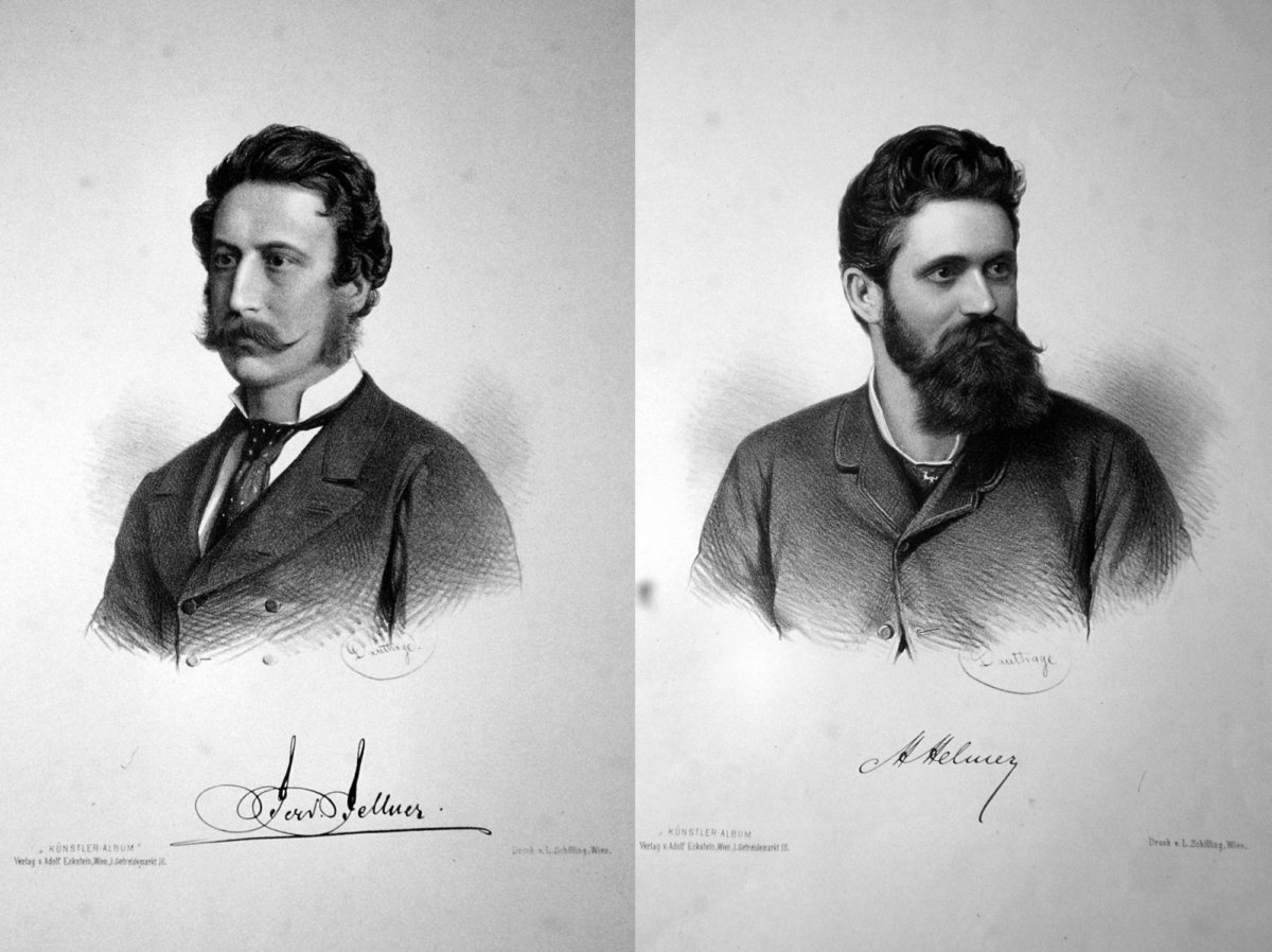 Ferdinand Fellner és Hermann Hermer Adolph Dauthage litográfiáján (Forrás: A. Eckstein: Künstler Album, Bécs, 1880) 03 Fellner Hermer.jpg