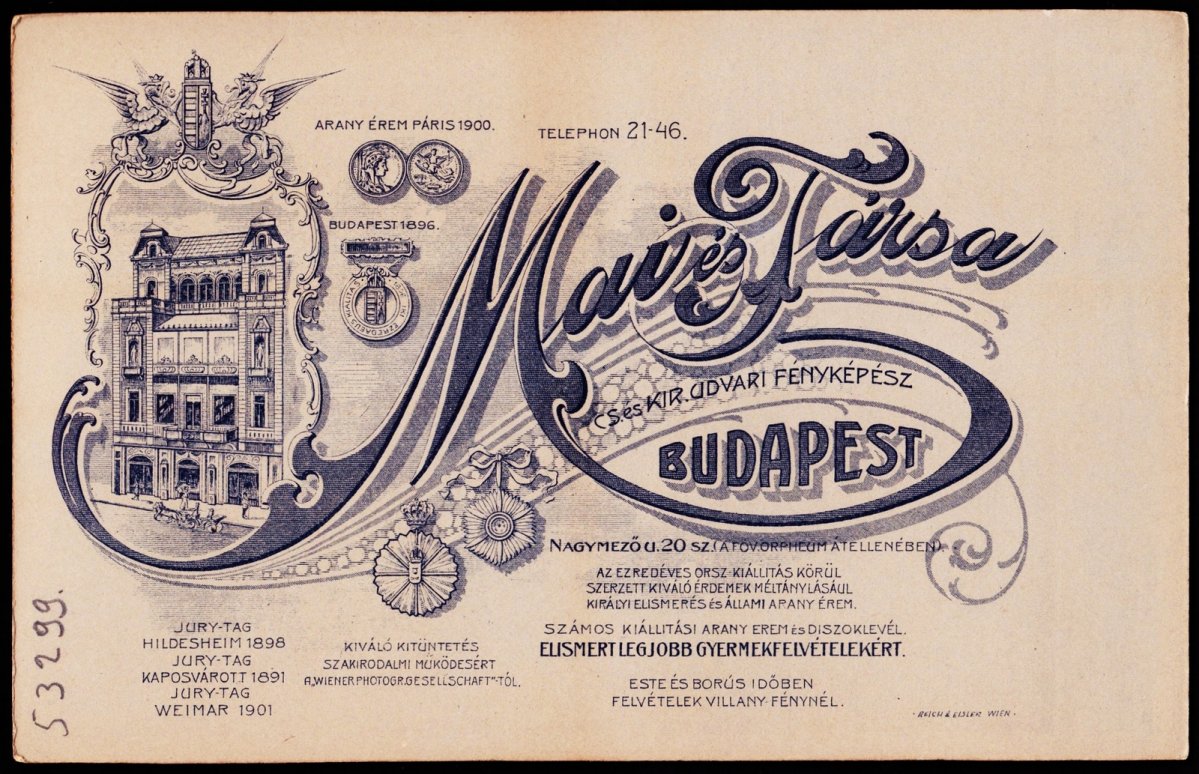 Mai Manó és Társa császári és királyi udvari fényképész logója (Forrás: Fortepan/Képszám: 81266) 02 névjegy fortepan_81266.jpg
