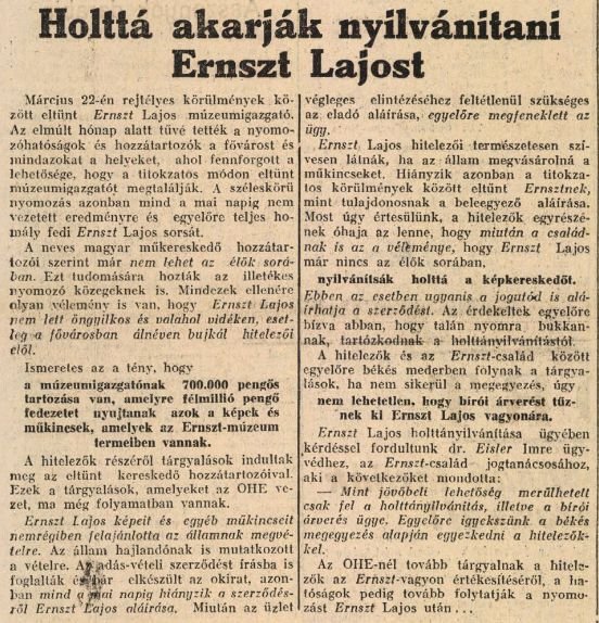 Egy 1937-es újságcikk Ernst Lajos különös eltűnéséről (Forrás: Kis Újság, 1937. április 24.) 08 újságcikk.jpg