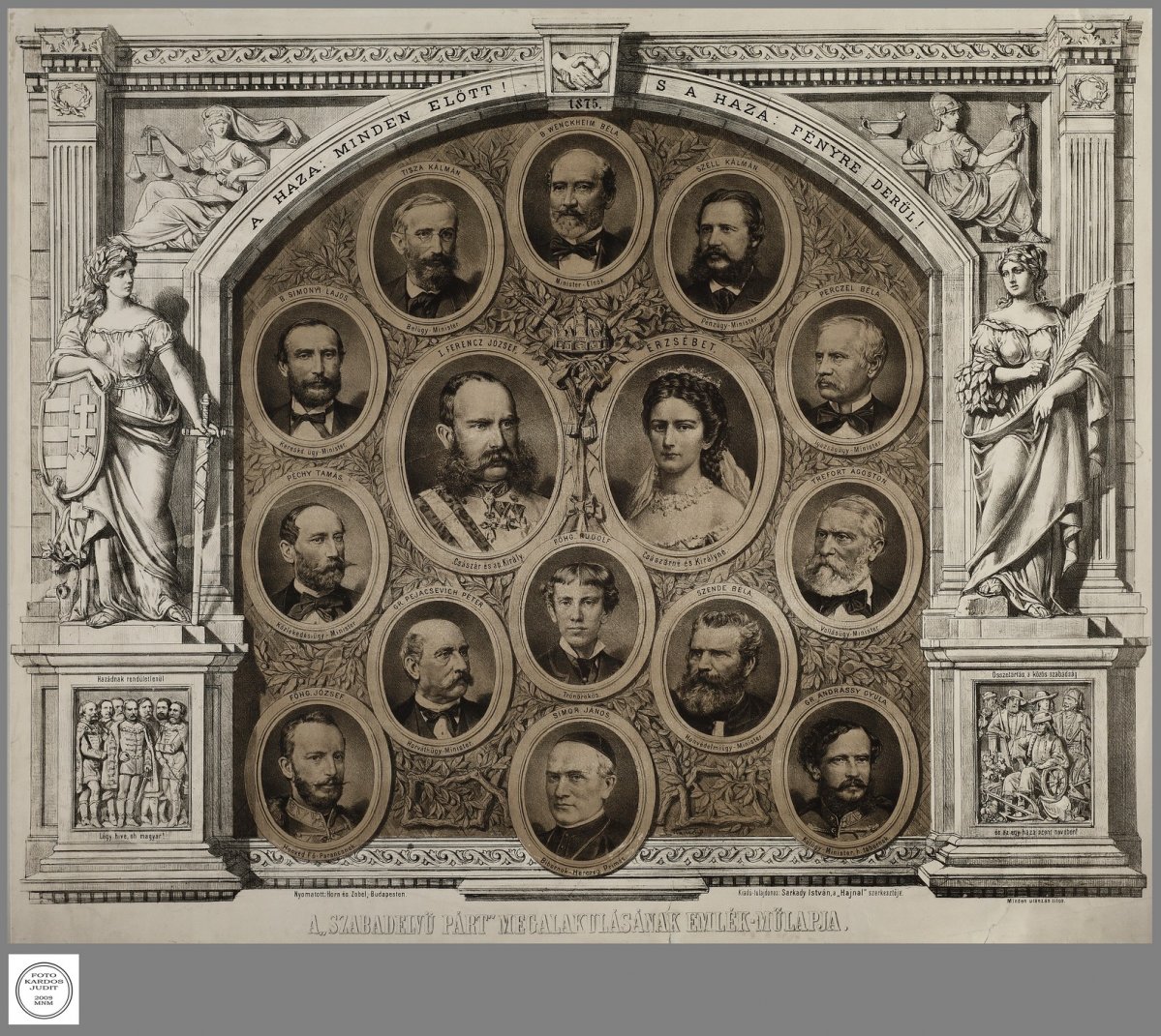 Emléklap a Szabadelvű Párt 1875-ös megalakulása alkalmából (Forrás: Magyar Nemzeti Múzeum Történeti Fényképtár) párt-1.jpg