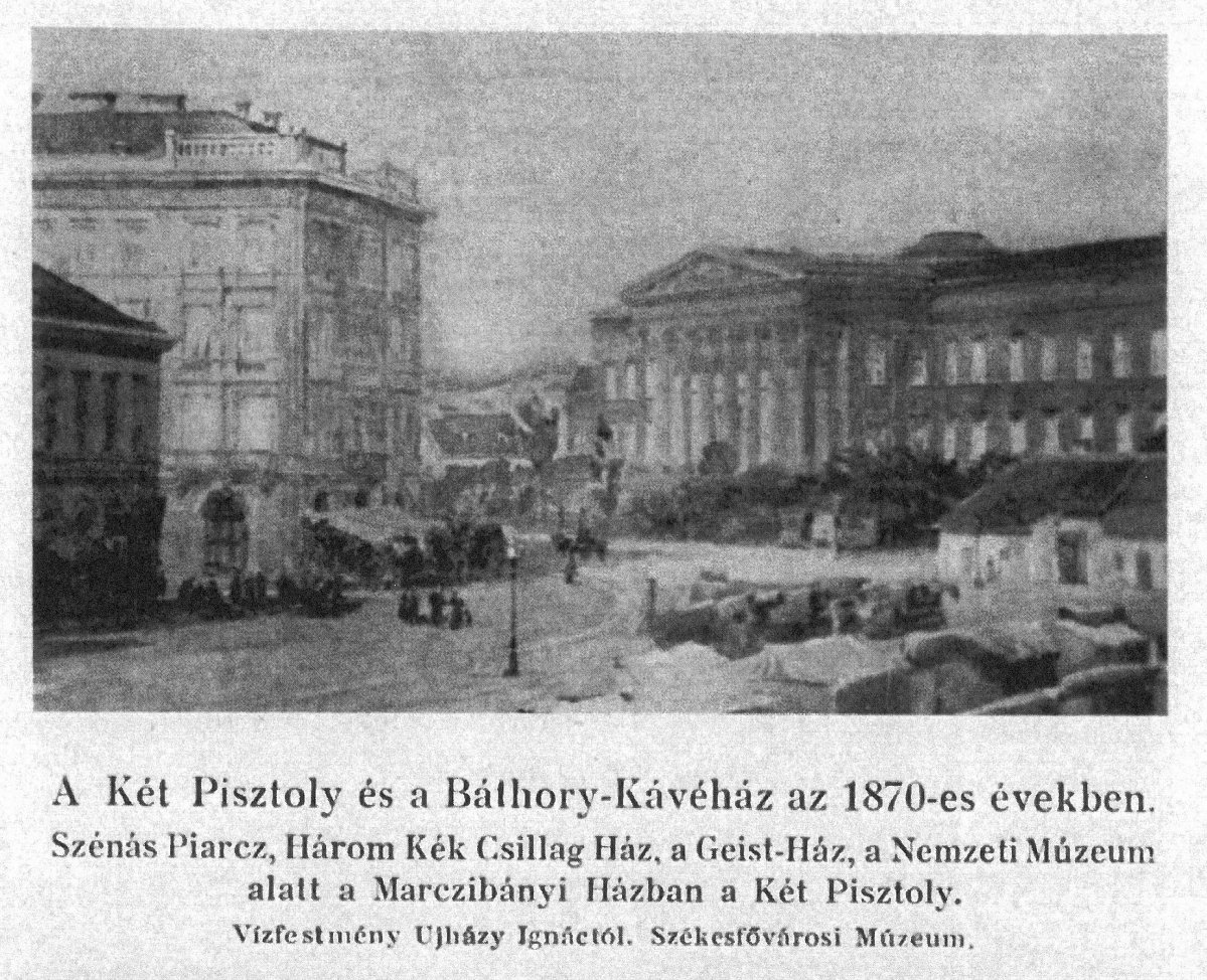A fáklyásmenet kiindulási pontja, a Szénás tér az 1870-es években (Forrás: Wikipédia) párt-4 (1).jpg