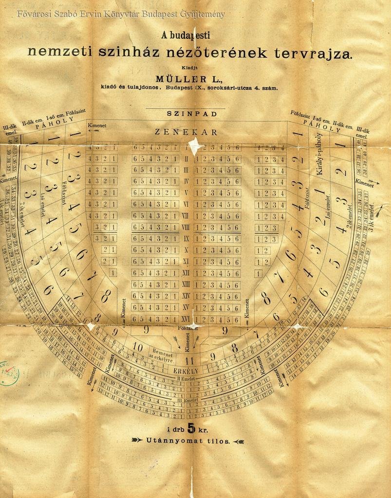 Kérem, foglalják el helyüket! A Népszínházból lett Nemzeti Színház nézőterének tervezete (Forrás: FSZEK Budapest Gyűjtemény) népszínház-13.jpg